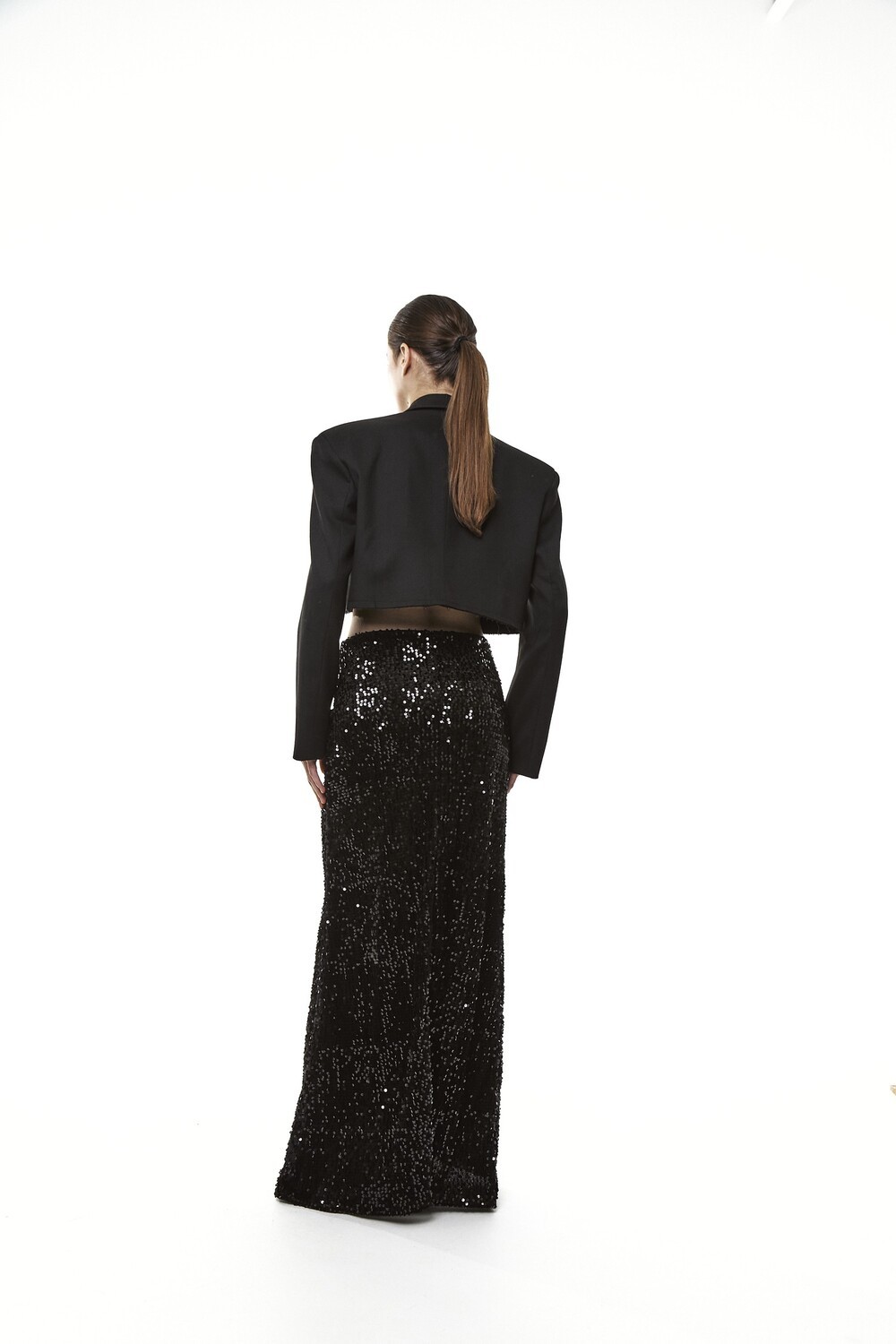 Maxi skirt with sequins black